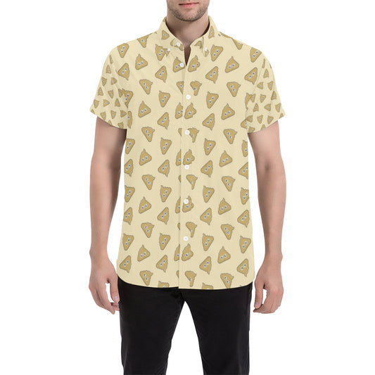 Poop Emoji Pattern Print Design A02 Men's Short Sleeve Button Up Shirt