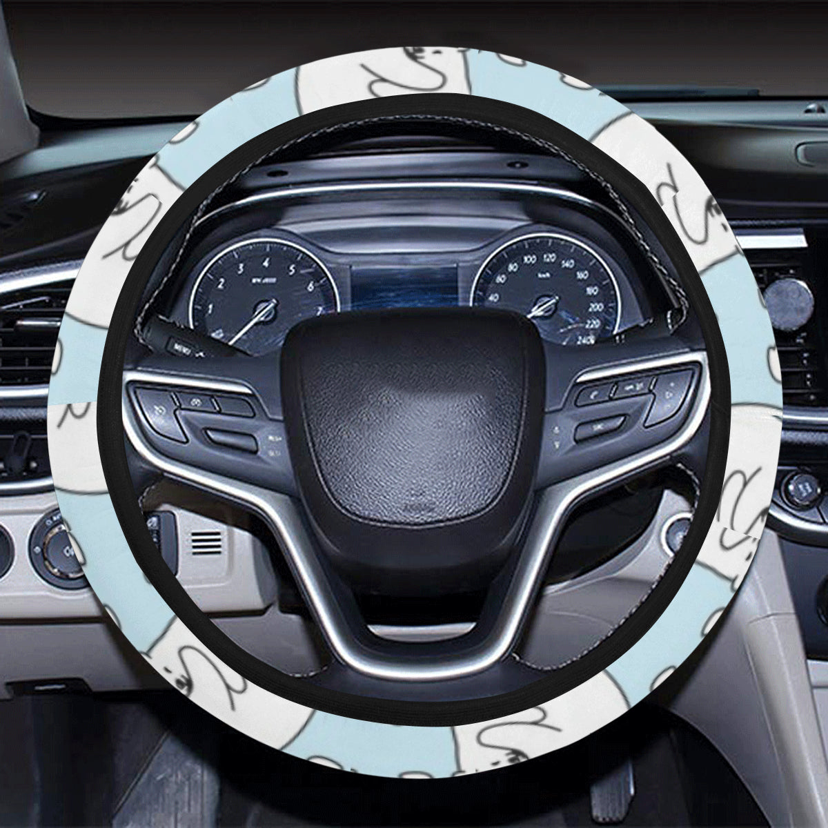 Polar Bear Pattern Print Design PB08 Steering Wheel Cover with Elastic Edge