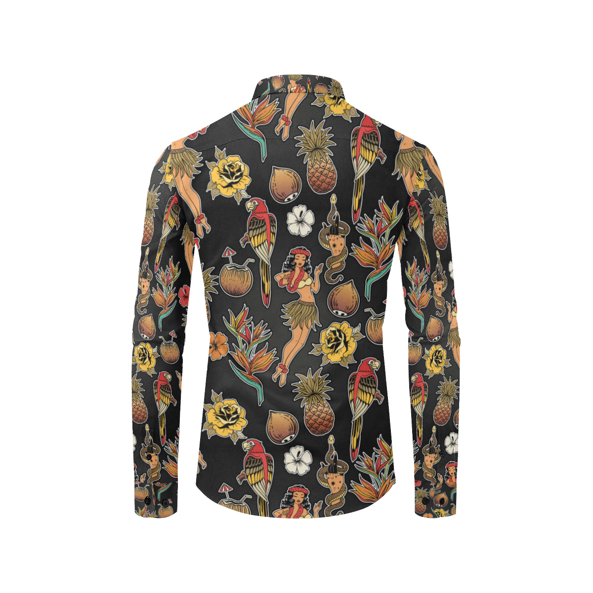 Hula Dancers Hawaiian Style Pattern Print Design 0 Men's Long Sleeve Shirt