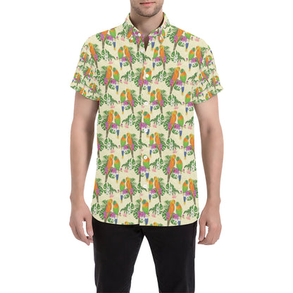 Conures Pattern Print Design 02 Men's Short Sleeve Button Up Shirt
