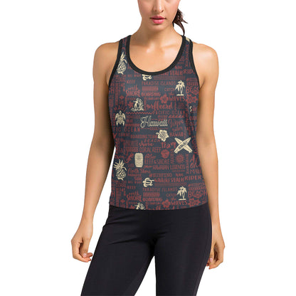 Hawaiian Themed Pattern Print Design H017 Women's Racerback Tank Top