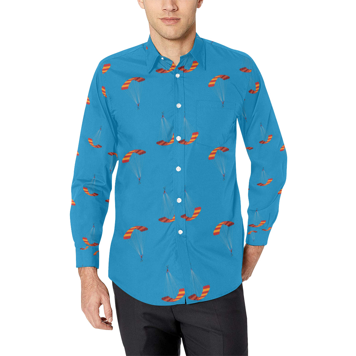 Paratrooper Pattern Print Design A01 Men's Long Sleeve Shirt