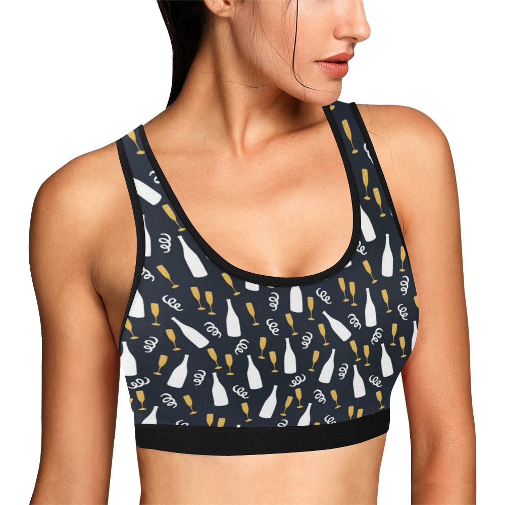 Champagne Pattern Print Design 01 Sports Bra