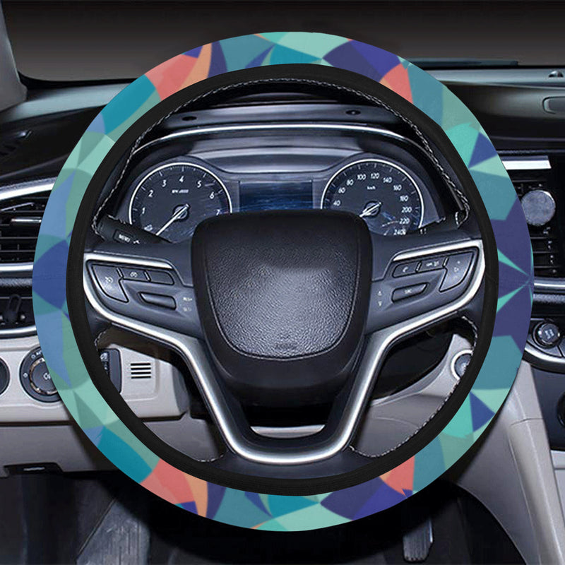 Kaleidoscope Pattern Print Design 03 Steering Wheel Cover with Elastic Edge