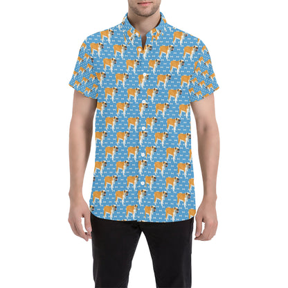Bulldogs Pattern Print Design 06 Men's Short Sleeve Button Up Shirt