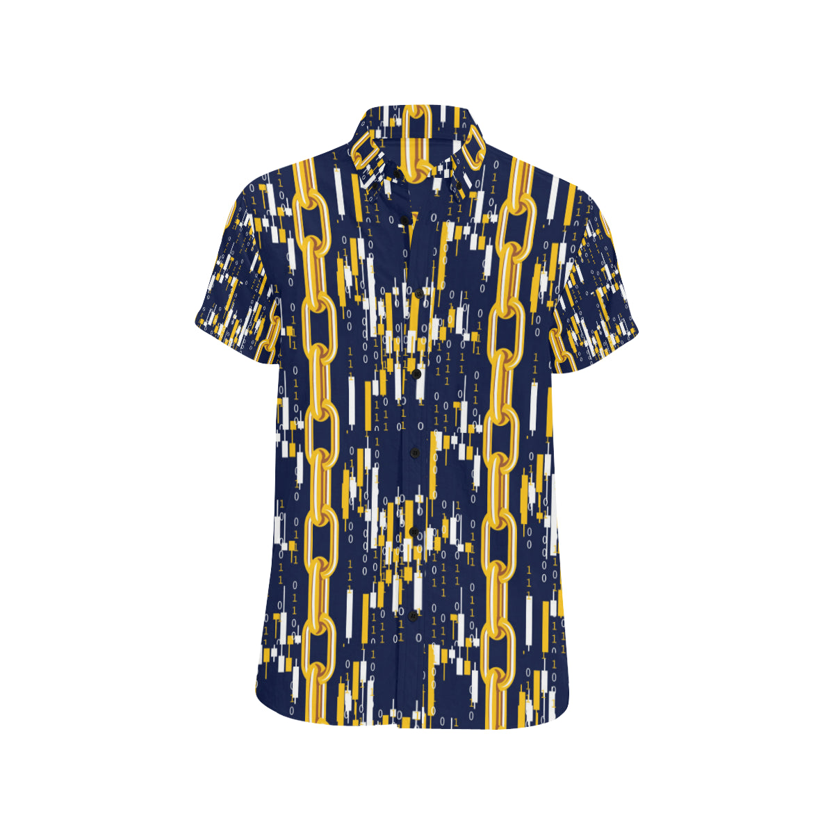 Cryptocurrency Chain Pattern Print Design 03 Men's Short Sleeve Button Up Shirt
