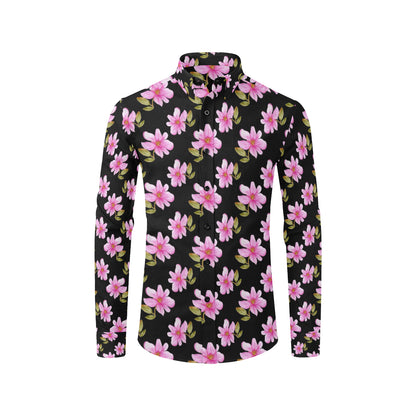 Magnolia Pattern Print Design MAG06 Men's Long Sleeve Shirt