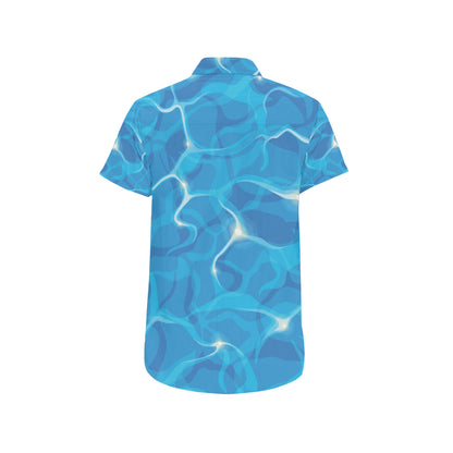 Ocean Reflex Pattern Print Design A02 Men's Short Sleeve Button Up Shirt