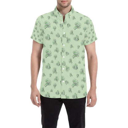 Broccoli Pattern Print Design 05 Men's Short Sleeve Button Up Shirt