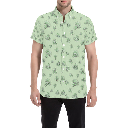 Broccoli Pattern Print Design 05 Men's Short Sleeve Button Up Shirt