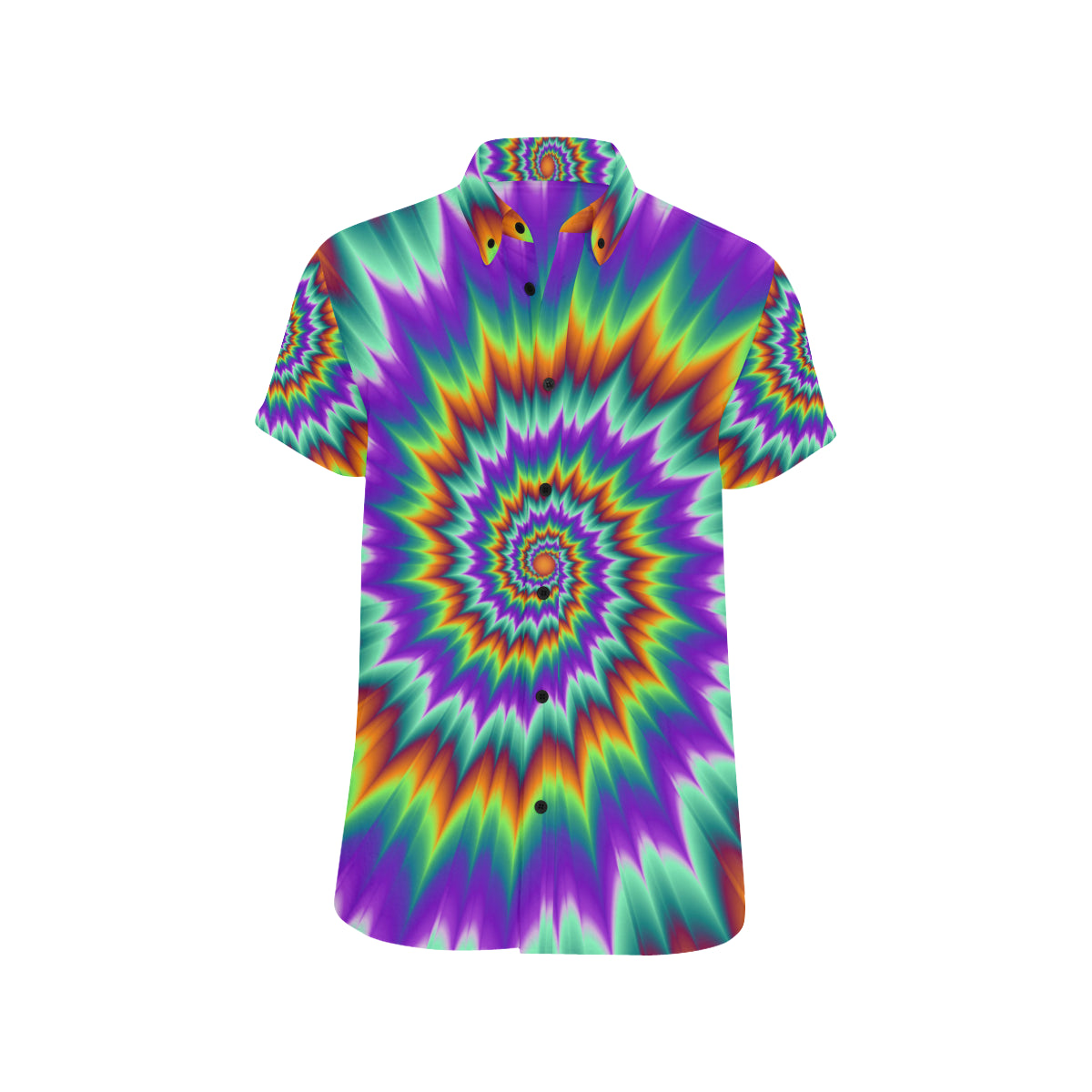 Optical illusion Pulsing fiery spirals Men's Short Sleeve Button Up Shirt