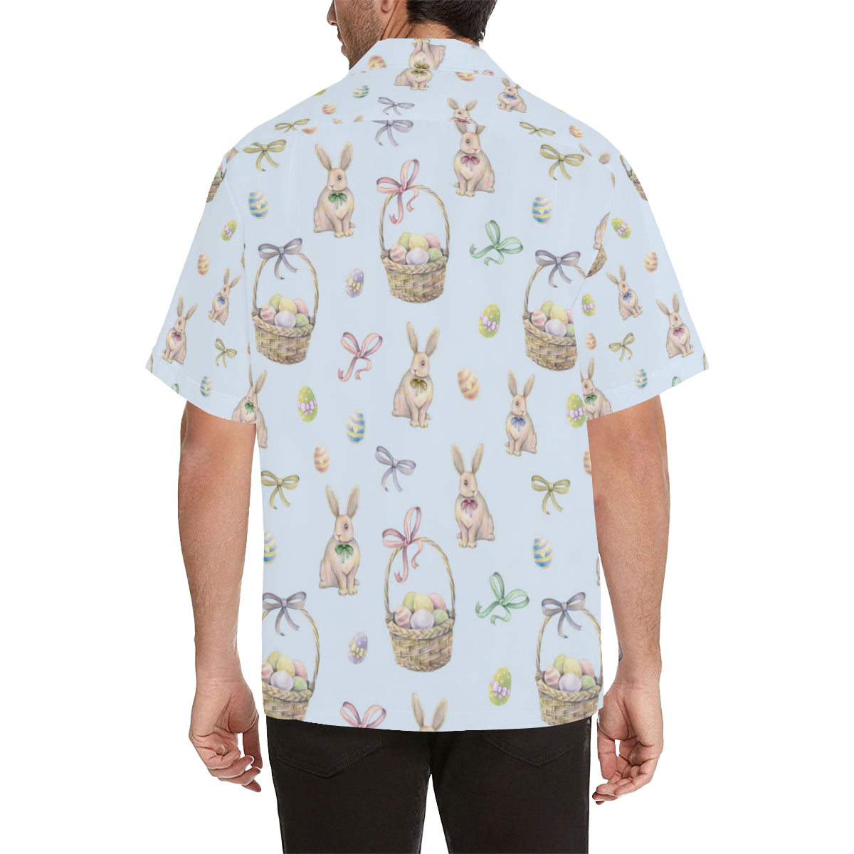 Rabbit Easter Eggs Pattern Print Design 03 Men's Hawaiian Shirt