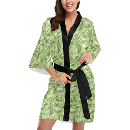 Brussels Sprouts Pattern Print Design 01 Women's Short Kimono