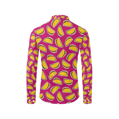Taco Pattern Print Design TC01 Men's Long Sleeve Shirt