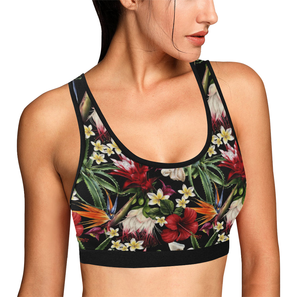 Summer Floral Pattern Print Design SF03 Sports Bra