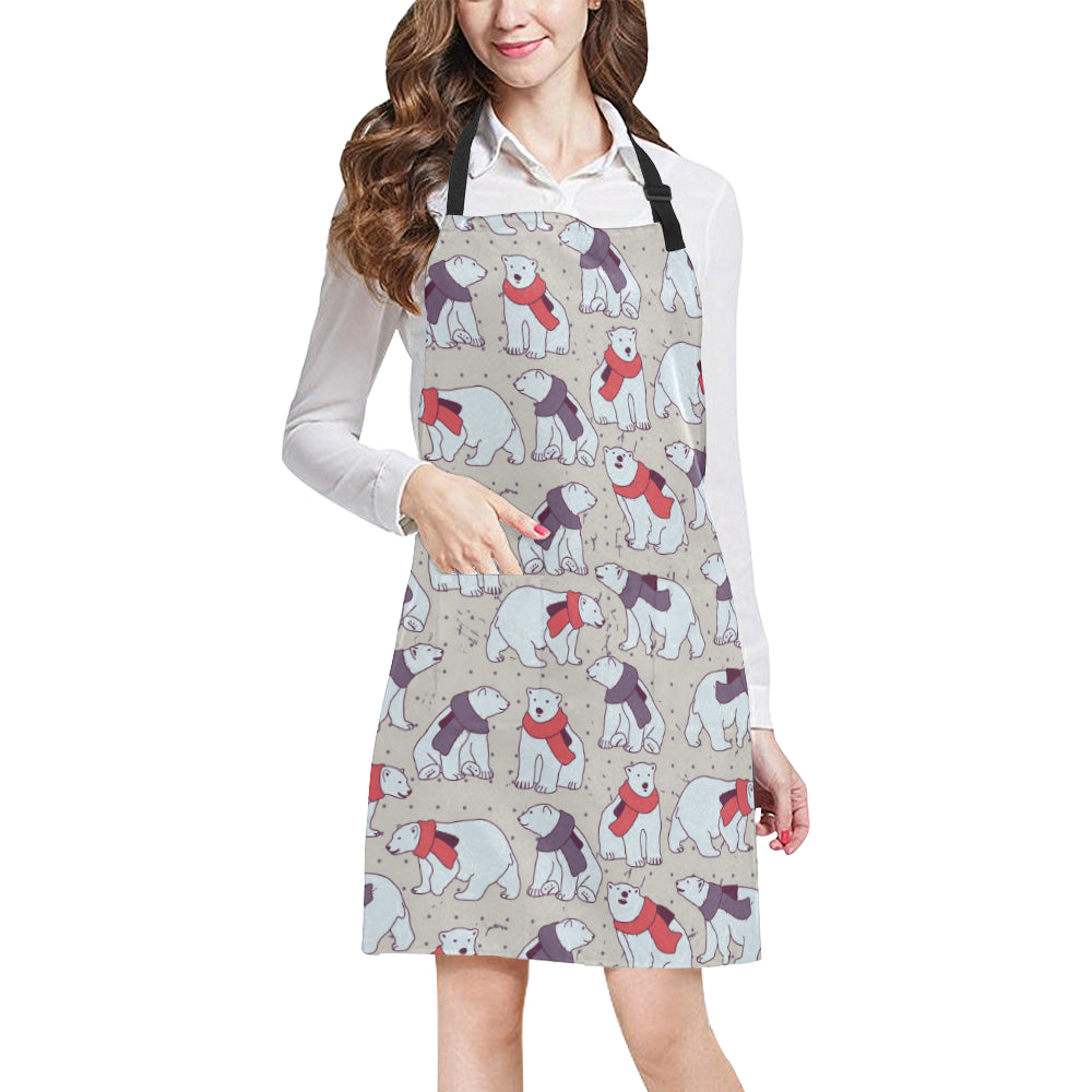 Polar Bear Pattern Print Design PB04 Apron with Pocket
