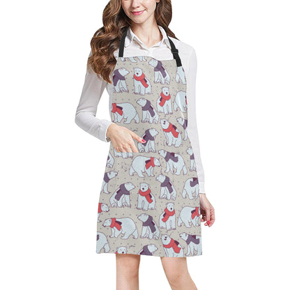 Polar Bear Pattern Print Design PB04 Apron with Pocket