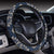 Damask Blue Luxury Print Pattern Steering Wheel Cover with Elastic Edge
