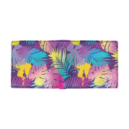 Palm Leaf Pattern Print Design A04 Men's ID Card Wallet