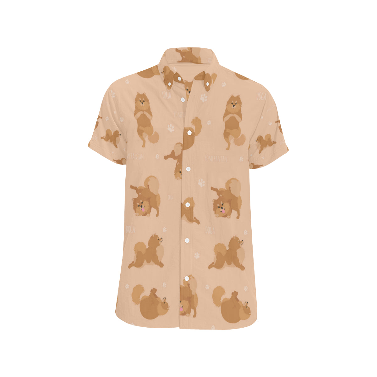 Pomeranians Pattern Print Design A06 Men's Short Sleeve Button Up Shirt