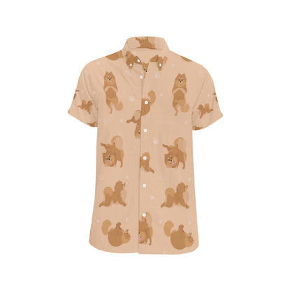 Pomeranians Pattern Print Design A06 Men's Short Sleeve Button Up Shirt