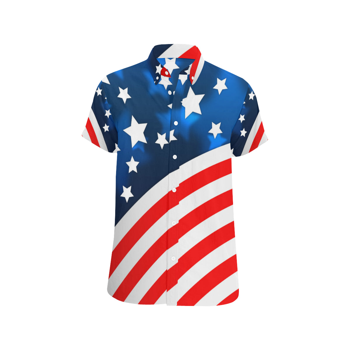American flag Style Men's Short Sleeve Button Up Shirt