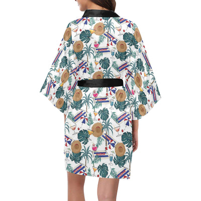 Aloha Hawaii Beach Pattern Print Design 04 Women's Short Kimono