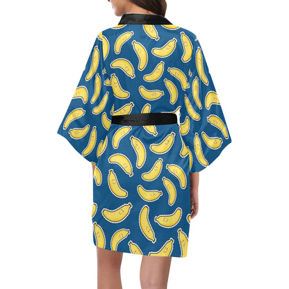 Banana Pattern Print Design BA03 Women's Short Kimono