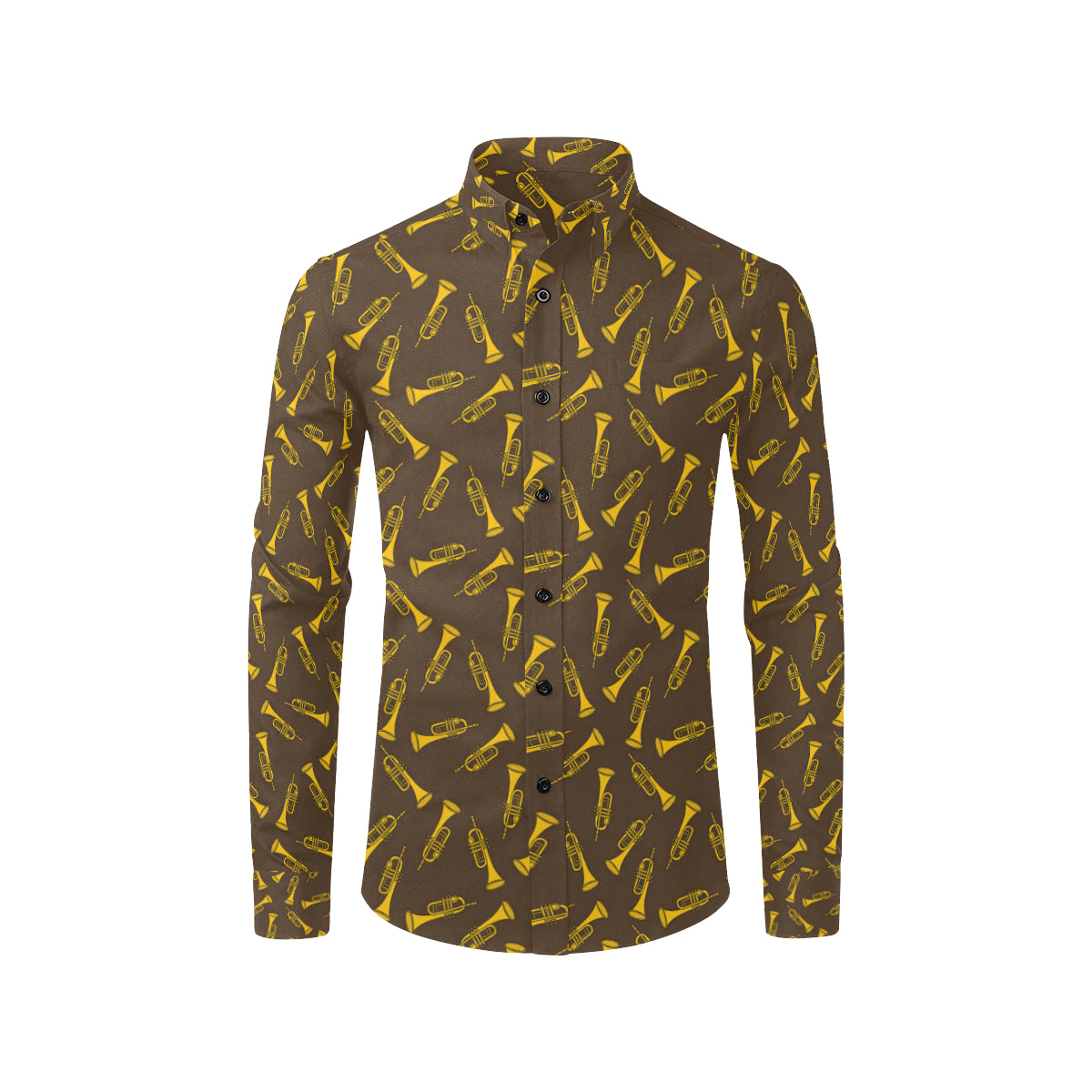 Trumpet Pattern Design Print Men's Long Sleeve Shirt