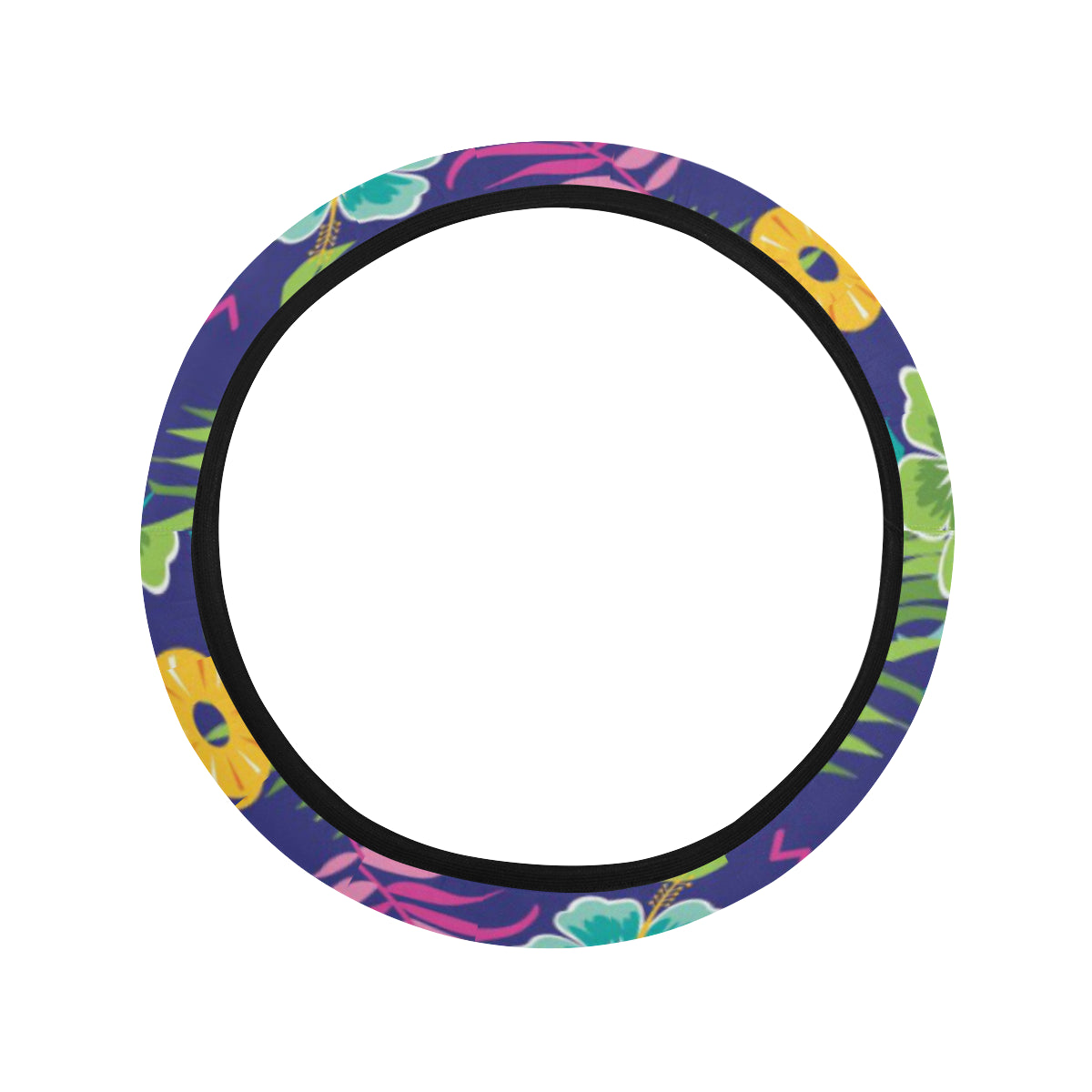 Hawaiian Themed Pattern Print Design H014 Steering Wheel Cover with Elastic Edge