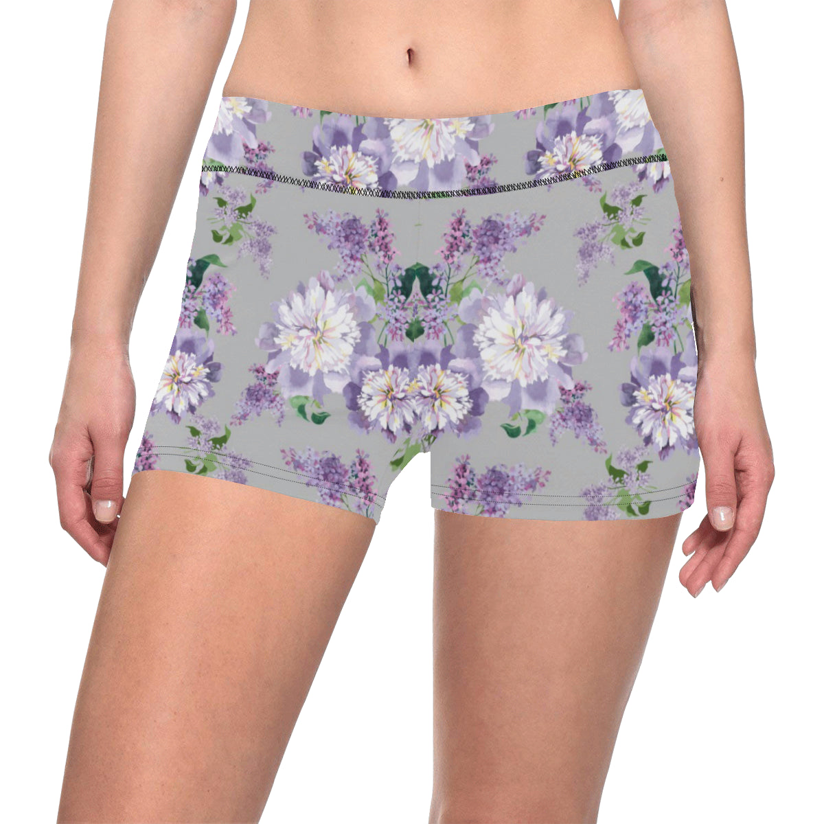 Lilac Pattern Print Design LI07 Yoga Shorts