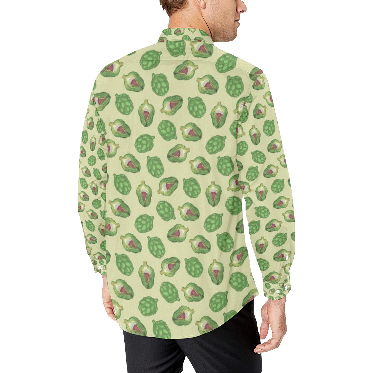 Artichoke Pattern Print Design 03 Men's Long Sleeve Shirt
