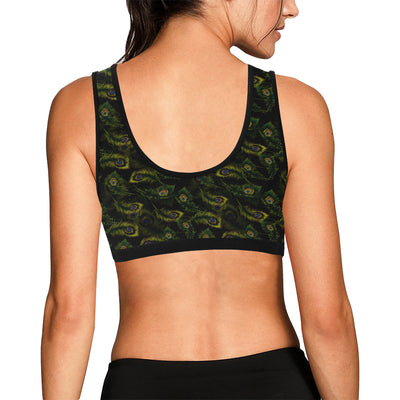 Peacock Feather Pattern Design Print Sports Bra