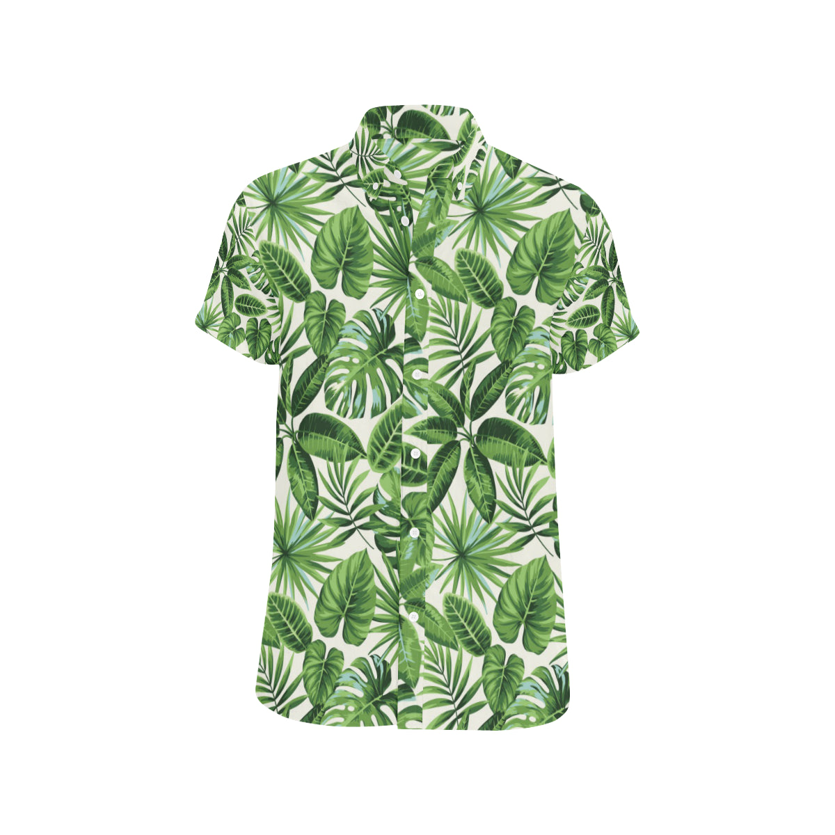 Tropical Flower Pattern Print Design TF013 Men's Short Sleeve Button Up Shirt