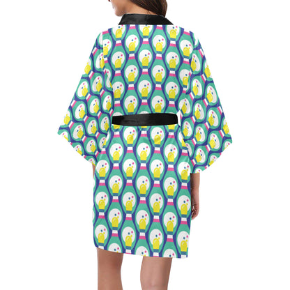 Bowling Pattern Print Design 04 Women's Short Kimono