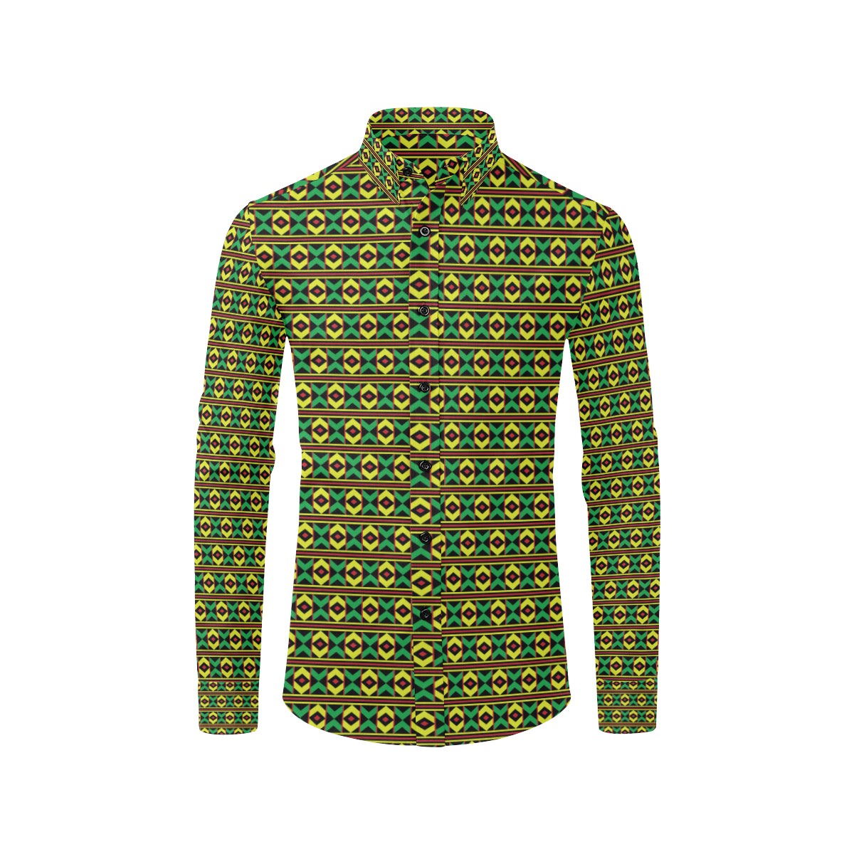African Geometric Print Pattern Men's Long Sleeve Shirt