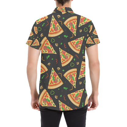 Pizza Pattern Print Design A02 Men's Short Sleeve Button Up Shirt