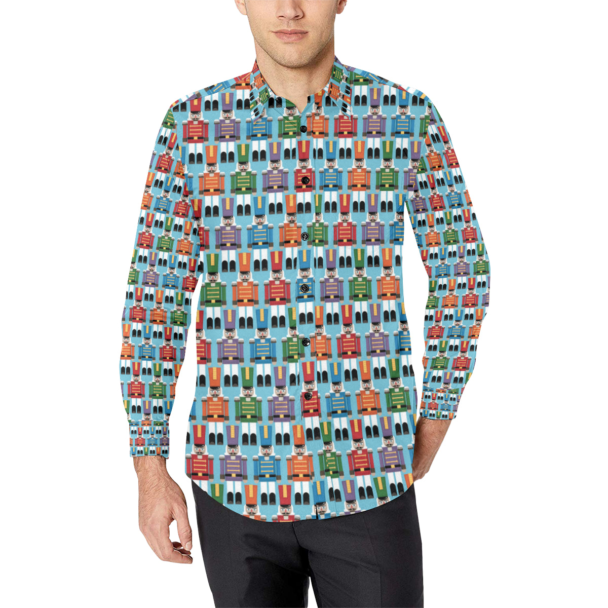 Nutcracker Pattern Print Design A02 Men's Long Sleeve Shirt