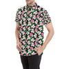 Hibiscus Pink Flower Hawaiian Print Men's Short Sleeve Button Up Shirt