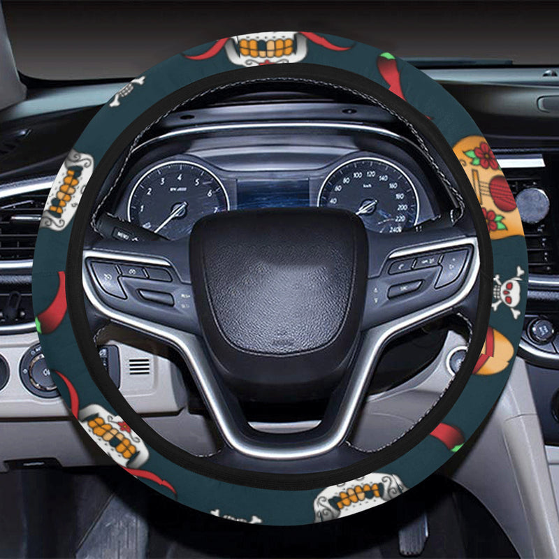 sugar skull Mexican Steering Wheel Cover with Elastic Edge