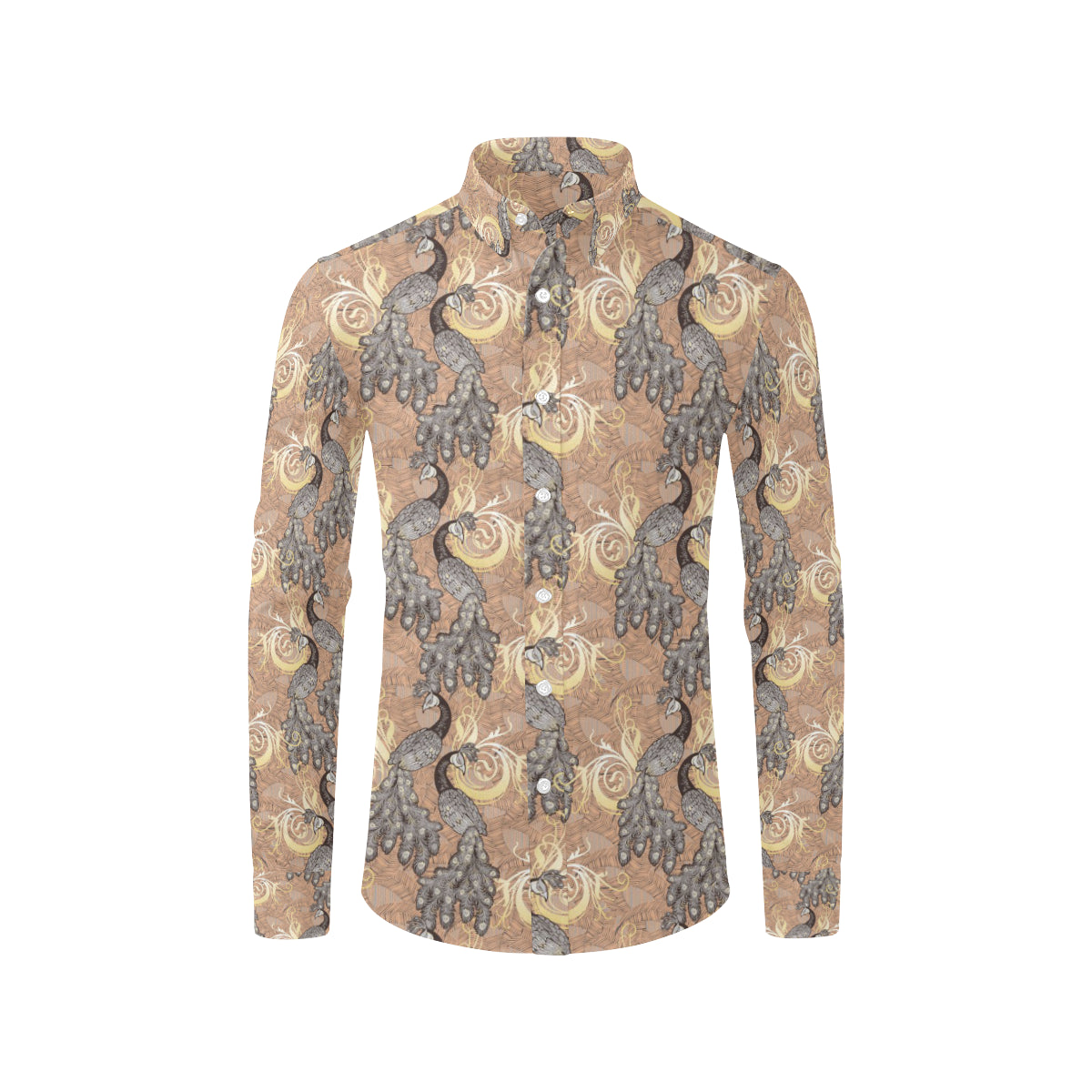 Peacock Pattern Print Design A05 Men's Long Sleeve Shirt