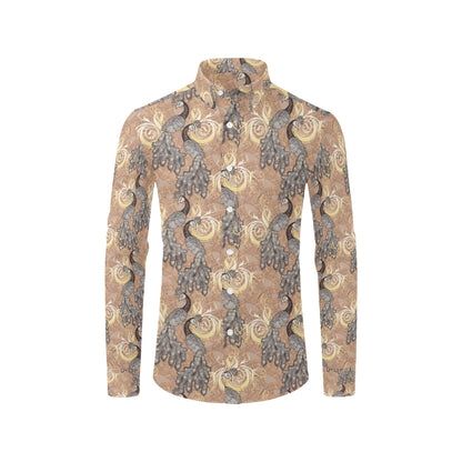 Peacock Pattern Print Design A05 Men's Long Sleeve Shirt