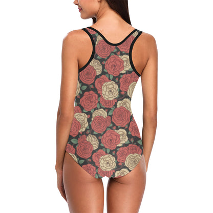 Camellia Pattern Print Design CM01 Women Swimsuit