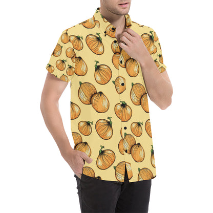 Onion Pattern Print Design A04 Men's Short Sleeve Button Up Shirt