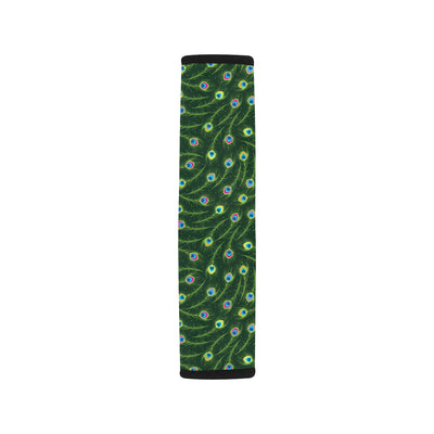 Peacock Feather Green Design Print Car Seat Belt Cover
