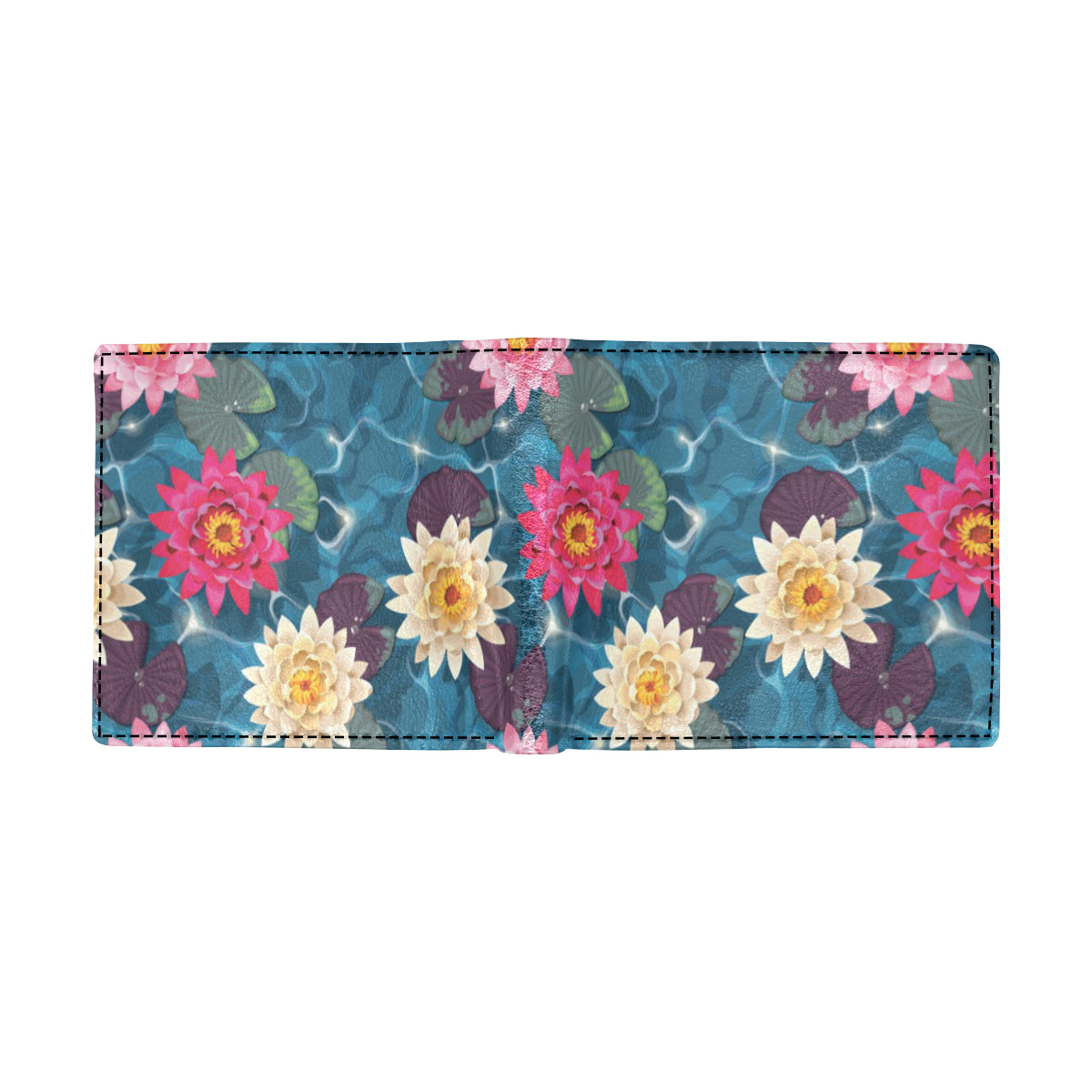 Water Lily Pattern Print Design WL05 Men's ID Card Wallet