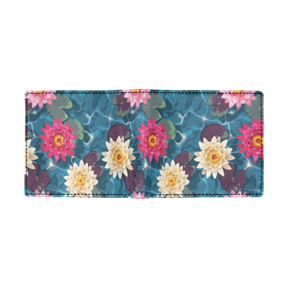 Water Lily Pattern Print Design WL05 Men's ID Card Wallet