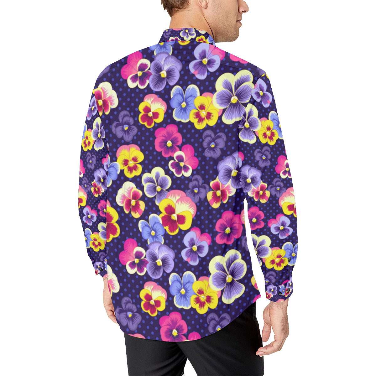 Pansy Pattern Print Design PS04 Men's Long Sleeve Shirt
