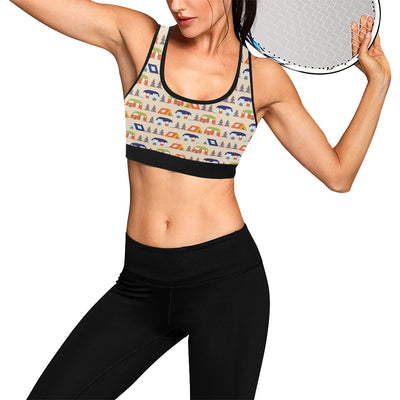 Camper Tent Pattern Print Design 03 Sports Bra