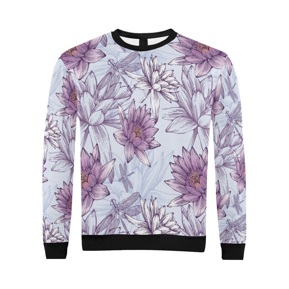 Water Lily Pattern Print Design WL01 Men Long Sleeve Sweatshirt